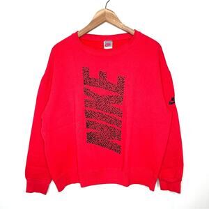 Vintage Nike Logo Crewneck Sweatshirt Size Large Red Black 80s 90s USA Made